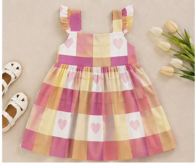 Rose Pink Hearted Gingham Seamless Pattern
