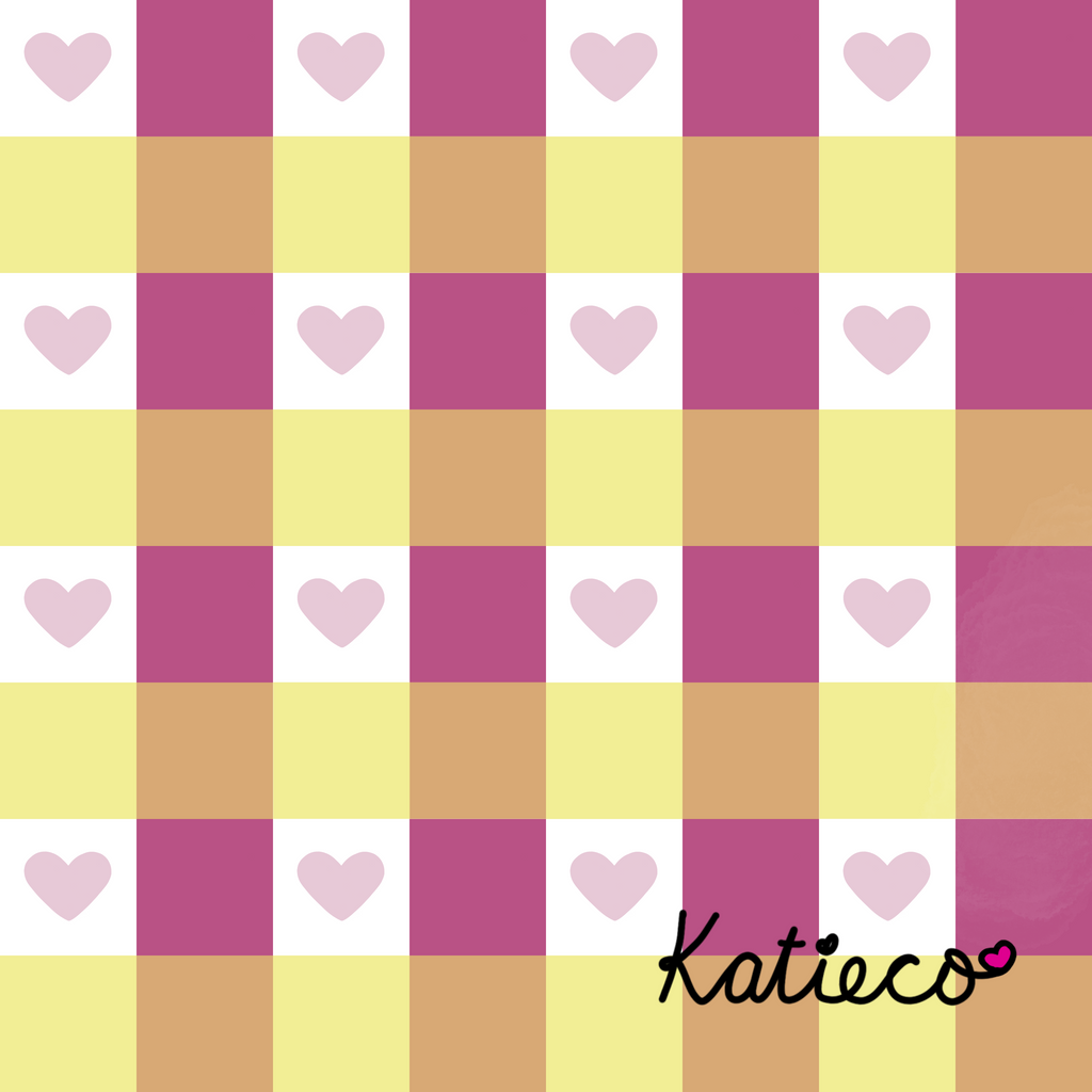 Rose Pink Hearted Gingham Seamless Pattern