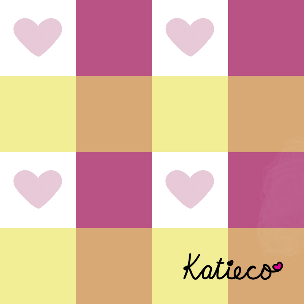 Rose Pink Hearted Gingham Seamless Pattern