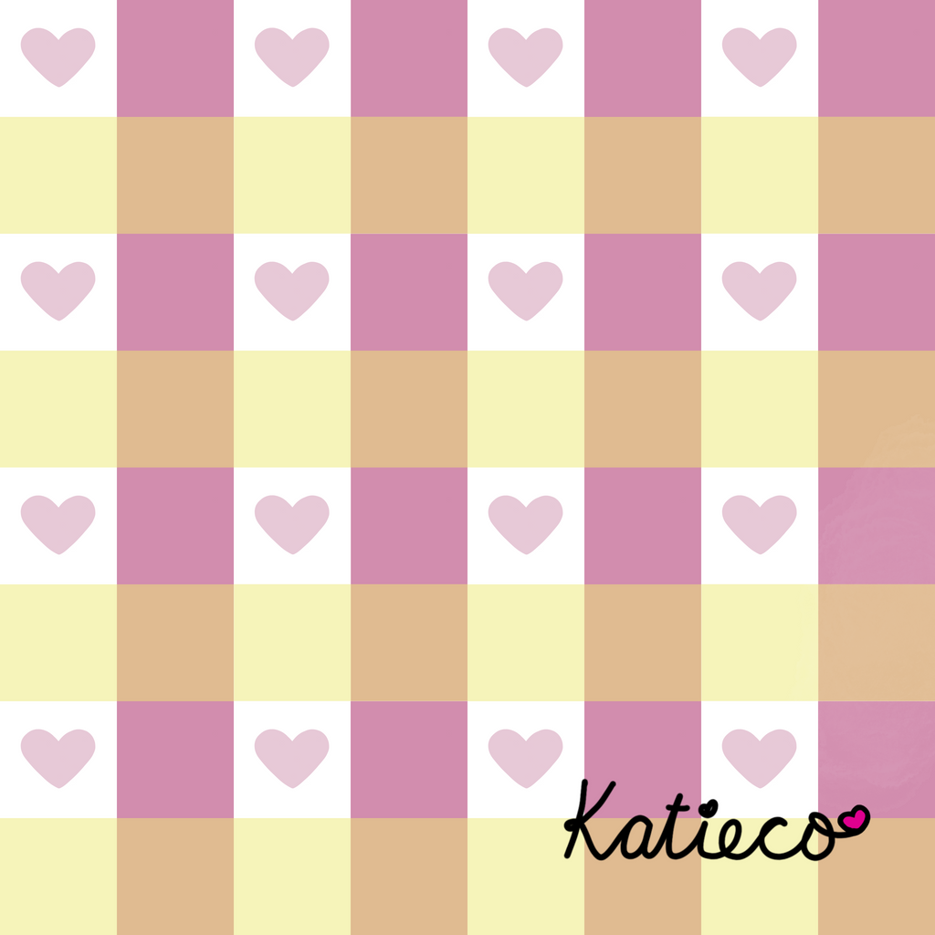 Pastel Heart Gingham Seamless Digital Pattern