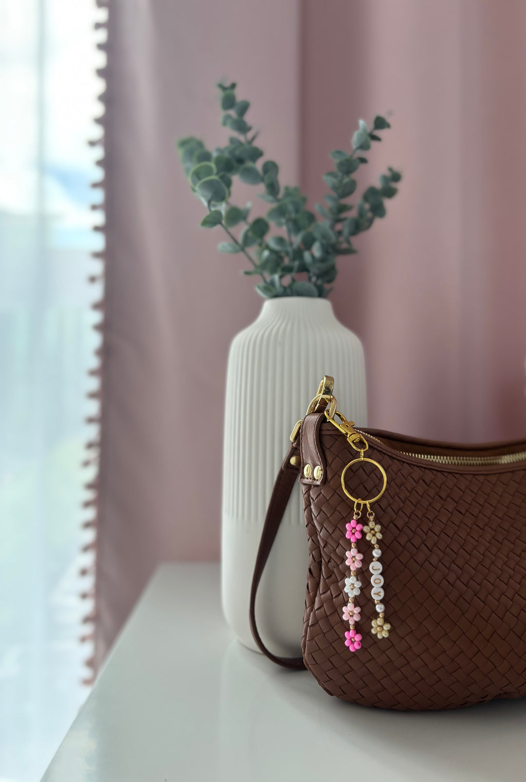 Beaded Daisy Keychain - JOY