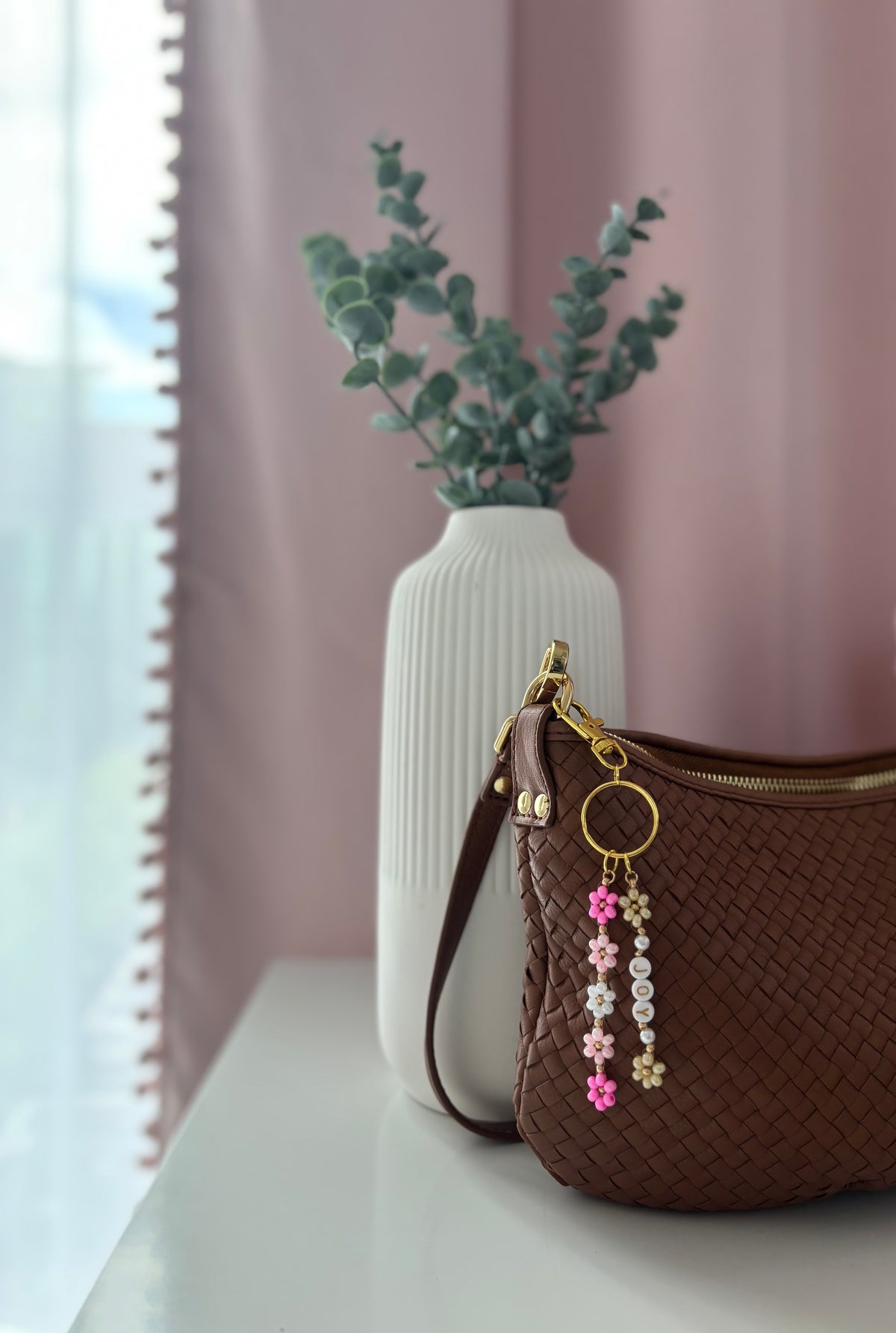 Beaded Daisy Keychain - JOY