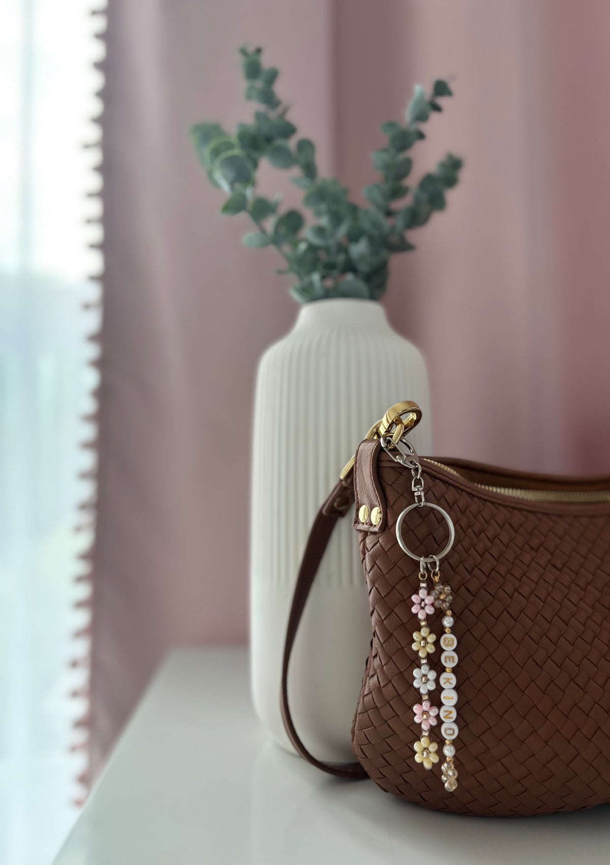 Daisy Beaded Keychain - BE KIND