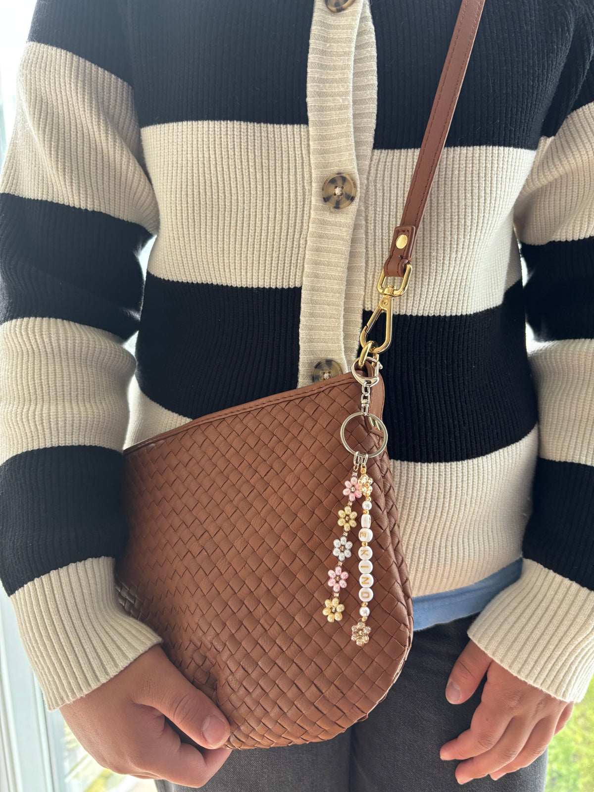 Daisy Beaded Keychain - BE KIND
