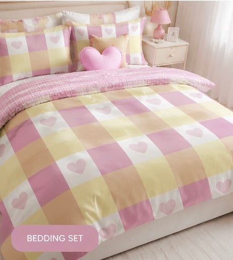 Pastel Heart Gingham Seamless Digital Pattern