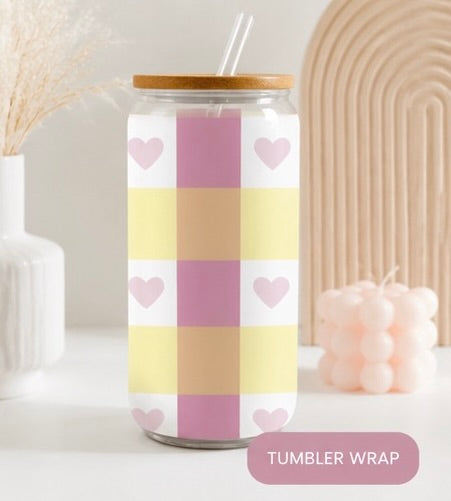 Pastel Heart Gingham Seamless Digital Pattern