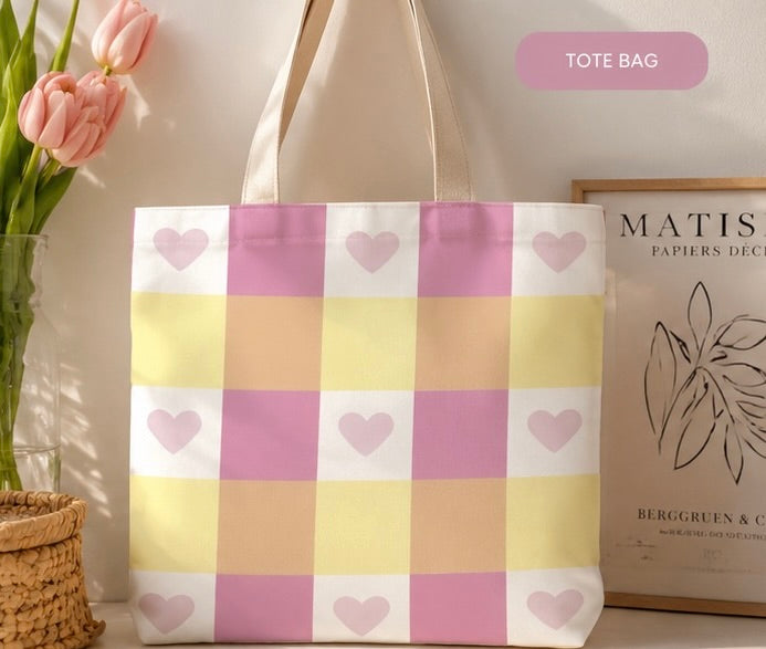 Pastel Heart Gingham Seamless Digital Pattern