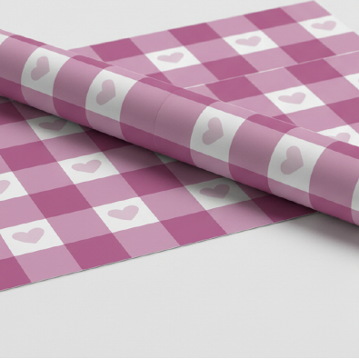 Rose Pink Hearted Gingham Seamless Pattern